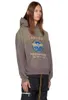 1 Kwaliteit Vintage gewassen grijze koffie hoodie met capuchon heren dames oversized streetwear truien sweatshirts