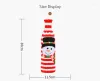 Juldekorationer Juldekorationer 2st 11x30 cm vinflaskväskor stickade ränder Santa Claus Snowman Elk Gift Holder Xmas Ye Dh5xy