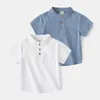 Barnskjorta Mandarin Boys Summer Tshirts Fashion Toddler Tees Baby Shirts Cotton Barnkläder 230331