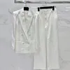 Dwuczęściowe spodnie damskie Wysokiej jakości INS Star luksusowy projekt mody cienki sekcja satynowa satyna jacquard garnitur dwuczęściowy zestaw blezer