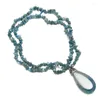 Pendentif colliers pour femmes pierres naturelles bleu Dragon Agate forme de goutte avec chaîne de cou de gravier luxe qualité bijoux cadeau pendentif