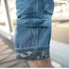 Herren Shorts Hip-Hop Wide Leg Denim Multi-Pocket Cropped Jeans Loose Cargo Herren Plus Size 44 P230308