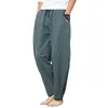 Calças masculinas Harem Algodão Linho Solto Masculino Casual Cor Sólida Calças Estilo Chinês Plus Size Sweatpants