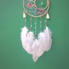 Farfalla Dream Catcher Gift White Pink Handmade Feather Pendant Wall Decor per camera da letto 122571
