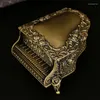 Jewelry Pouches Antique Metal Wedding Box Storage For Girls Ladies Women Elegant Durable Piano Shape Jewellery