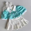 Set di abbigliamento per bambini estivi per bambine nero bianco due set da 2 pezzi top con gonne vestiti per bambini abiti di compleanno per bambini per ragazze