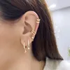 Dangle Earrings Piercing Hoop Women With Pendant Micro Inlaid Zircon Cross Star Moon Heart Ear Gold Color Earings Jewelry