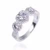 Promozione anelli a grappolo!! Gioielli da sposa a cuore in vero argento sterling massiccio 925 per le donne Anello di fidanzamento con diamante SONA SZ 5-10