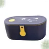 Plates 1pc Bento Box Lunch Microwavable Heating Single Lunchbox For Students (Blue 500ml)