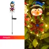 Luci solari da percorso natalizio Luci da palo da giardino natalizie per esterni Luci in metallo Illuminazione da esterno decorativa Babbo Natale Pupazzo di neve Renna con paletti da giardino