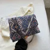 Menina retro bolsa de lona fivela magnética saco feminino primavera estilo étnico um ombro diagonal sac a principal femme
