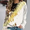 Women's Hoodies 3D Diamond Sequin Butterfly Print Round Neck Sweater 2023 Autumn Shopping Pullover Plus Size Comfortable