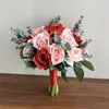 Wedding Flowers Bouquet For Bride Red Pink Silk Roses Artificial Marriage Bridal Bridesmaids Holding Flower Accessories