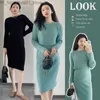 Umstandskleider 8040# Herbst Winter Gestrickte Umstandspullover Kleid Dicke Warme Abdeckung Sling Kleid Sets Kleidung für Schwangere Frauen Heiße Schwangerschaft Q231102