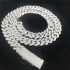 Collana cubana da uomo con diamanti Moissanite di colore Hip Hop da 15 mm, catena a maglia impeccabile in argento sterling 925