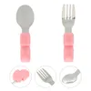 Dinnerware Sets 2 Pcs Toddler Suit Training Spoon Fork Travel Set Silicone Spoons Kids Baby Utensils