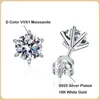 Stud EWYA S925 Brincos de Prata Esterlina 052ct D 6 Prong Parafuso de Diamante para Mulheres Casamento Fine Jewelry 231101
