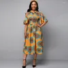 Vêtements ethniques robes imprimées africaines pour femmes Robe manches évasées fleurs vêtements grande taille rétro afrique moulante Robe de noël