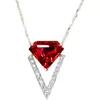 Chains Original Design Bright Rhombus Ruby V Pendant Ladies S925 Silver Necklace Luxurious Exquisite Sparkling Jewelry