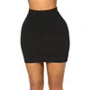 Saias mulheres sexy Bodycon Mini -saia elástica sólida cintura alta lápis fino e apertado