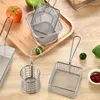 Plates 304 Stainless Steel Mini Frying Basket Square Fried Chicken Blue Leg French Fries Snack Creative Tableware Bowl