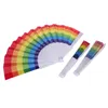 Party Favor Rainbow Fans Folding Fans Art Colorful Hand Håller Fan Summer Accessory for Birthday Wedding Party Decoration Party Favor Gift Q29