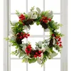 Decorative Flowers Christmas Door Wreath Wreaths Front Pine Cones Red Berries Hydrangea Artificial Garlands Indoor Outdoor Xmas