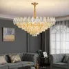 Lustres Feuille Cristal Dimmable LED Lustre Or Lustre Salon Décor De Luxe Appareil Ménager Haut De Gamme