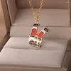 Hanger Kettingen Kerstman Kleding Broeken Voor Vrouwen Mannen Goud Kleur Rvs Ketting Sieraden Kerstdag Cadeau