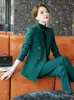 Dwuczęściowe spodnie kobiet 2023 jesień zima luksusowy garnitur czarny czerwony kawa zielona zielona formalna blezer garnitury biuro dama praca 2