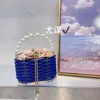 Metal Shiny Stupid Handwoven Vegetable Basket Water Bucket Banquet Silk Bird Cage Pearl Hand Carrying Crossbody Bag 231102