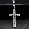 Man's Luxury Steel Catholic Rosary Cross Charm Necklace Pendant Center Center Connectorsクリスマス宗教財210621284g