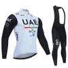 Conjuntos de camisa de ciclismo equipe uae outono conjunto manga longa roupas secagem rápida uniforme da bicicleta mtb roupas wear ropa ciclismo 231102