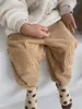 ズボン2024ベビー韓国スタイルパンツ秋の冬パッドドコルドゥロイボーイズキッズ幼児の子供