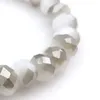 Strand 8mm branco graduado prata cor facetada cristal frisado pulseira elástica para promoção 20 pçs/lote