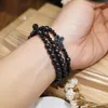 Strand 6 mm 8 mm Ebony Cross Naszyjnik Różajca Religijna katolicka bransoletka dla mężczyzn Kobiet Oryginalny prezent biżuterii projektowej