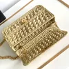 10A Top-level Replication designer bag Plant material chain shoulder bag 20.5cm Luxury Fashion Gold chain Crossbody Bag Free Shipping