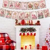 Kerstversiering Vrolijk Kerstfeest Banner Decoraties Roze banner met 2 touw 15 vlaggen Schattige kinderen Kerstman banner Kartonnen banner voor thuis 231101