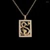 Pendant Necklaces Fashion Ethnic Style Dragon Animal Crystal Zircon Zodiac Necklace Men's And Women's Lucky Amulet Punk Jewelry