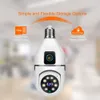 V380 Pro Dual Lens Dual Screen E27 Bulb Camera Twee manieren Audio Kleur Nachtzicht Smart Home Security Draadloze WIFI Binnencamera