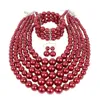 Exaggerated imitation pearl beading three piece set with multi-layer pearl necklace Jewelryset 2420 231015