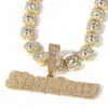 Ожерелья с подвесками THE BLING KING на заказ с инициалами и кубическим цирконием с 12 мм цепочкой Baguettecz, ювелирные изделия в стиле хип-хоп 231101