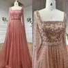 Urban Sexy Dresses Serene Hill Muslim Pink A Line Square Collar Beaded Luxury Dubai Evening Dresses Gowns For Women Wedding Party LA71803A 231101