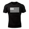 Camisetas masculinas masculino bandeira americana impressão de manga curta de manga curta esporte ao ar livre correr calças justas