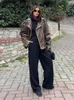 Женские куртки, модная кожаная куртка, женское повседневное пальто с карманами и длинными рукавами на молнии, осень-зима 2023, женские уличные пальто в стиле Харадзюку