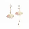 Studörhängen Antik fläkt Pearl Tassel Ear Drops Flower Folding Studs For Women Girls