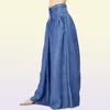 Pantalon femme taille haute Long sarouel poches ample plissé Denim bleu pantalon large fête Palazzo grande taille 77696282056787