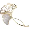 Make-up kwasten Ginkgo broche Luxe temperament Strass Pin Delicaat pakaccessoire