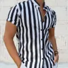 Men's Casual Shirts Summer Stripes Shirt Stylish Short Sleeve All-match Stand Collar Men Cardigan Outdoor Casual Shirts chemise homme 230331