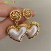 Stud The Flower Heart Earrings French Retro Fashion Luxury Accessorie Jewelry Wedding Part 231101